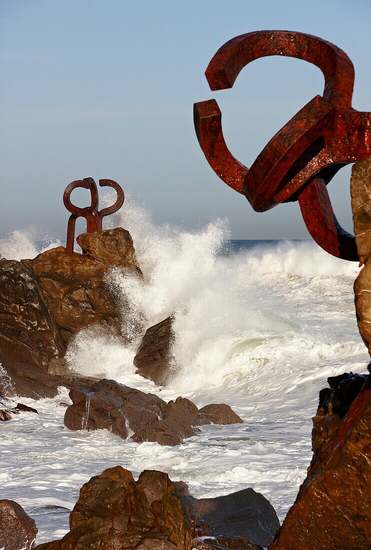 Peine del Viento Skulptur von Eduardo Chillida, San Sebastian, Guipuzcoa, Baskenland, Spanien