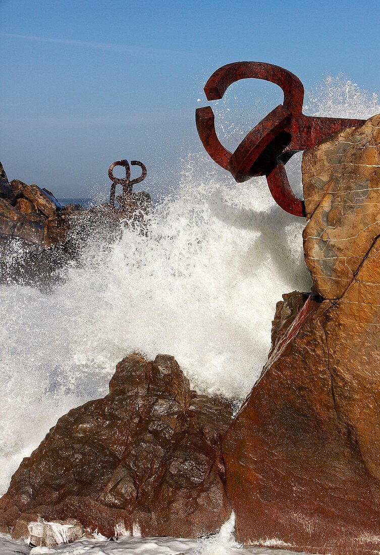 Peine del Viento Skulptur von Eduardo Chillida, San Sebastian, Guipuzcoa, Baskenland, Spanien