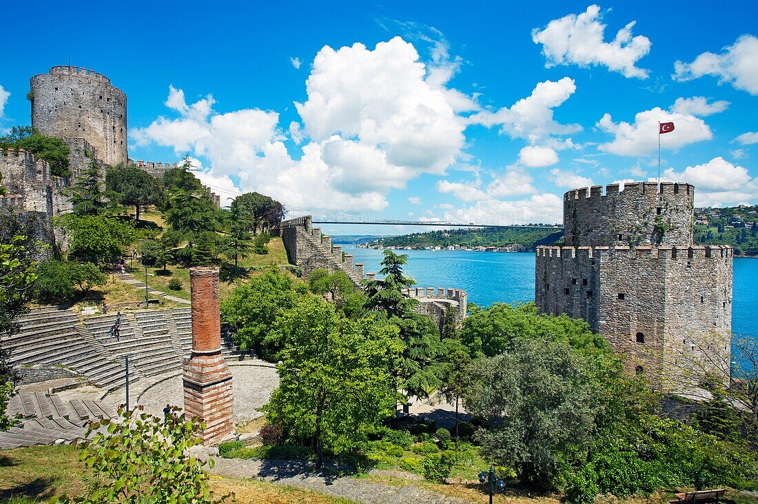 Rumeli Fortress..European Fort and Fatih Bridge. Bosphorus Strait. Istanbul. Turkey.