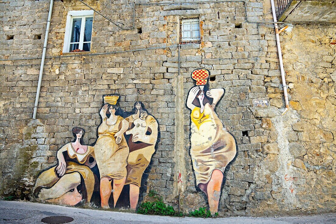 Mural painting at Orgosolo. Sardinia. Italy.
