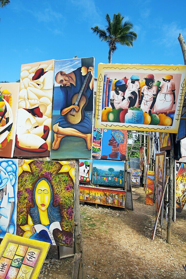 Naive paintings. Las Terrenas. Samana Peninsula. Dominican Republic. West Indies. Caribbean.