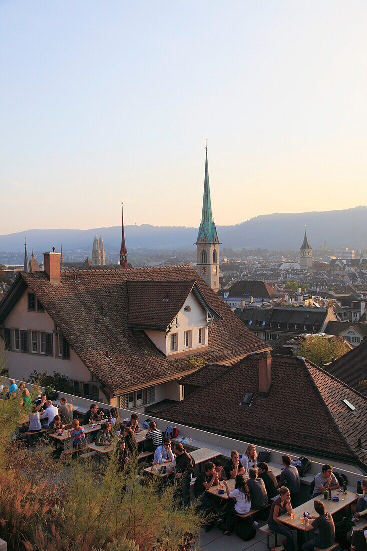 Switzerland, Zurich, skyline, cafe, people, general view