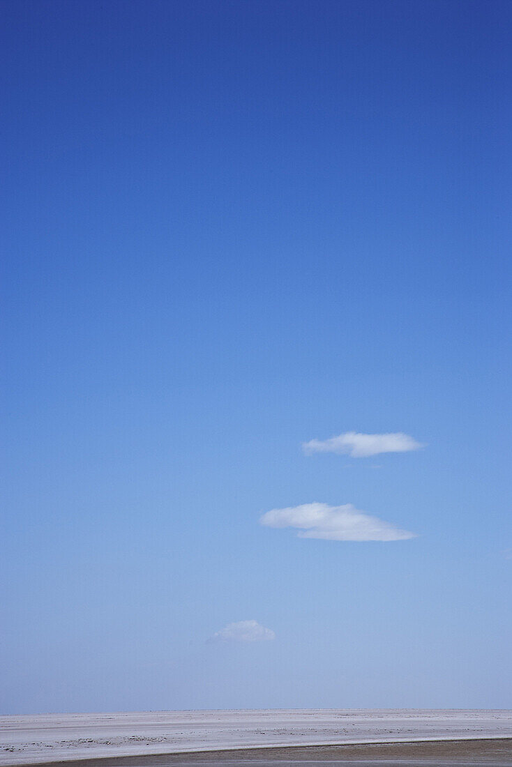 Salt lake under blue sky, Chott El Jerid, Tunesia, Africa