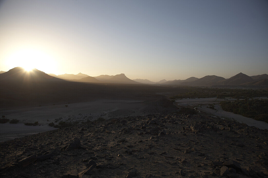 Sonnenuntergang im Hartmann Valley, Namibia, Afrika