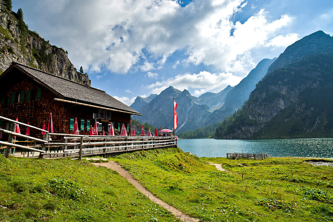 Alpine hut at lake Tappenkarsee, Salzburger Land, Austria
