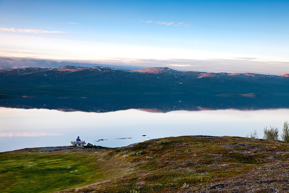 Abendstimmung am See Torneträsk, Lappland, Nordschweden, Schweden