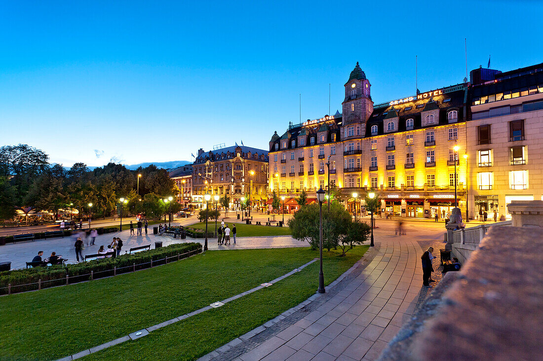 Grand Hotel, Prachtstraße, Karl Johans gate, Oslo, Südnorwegen, Norwegen
