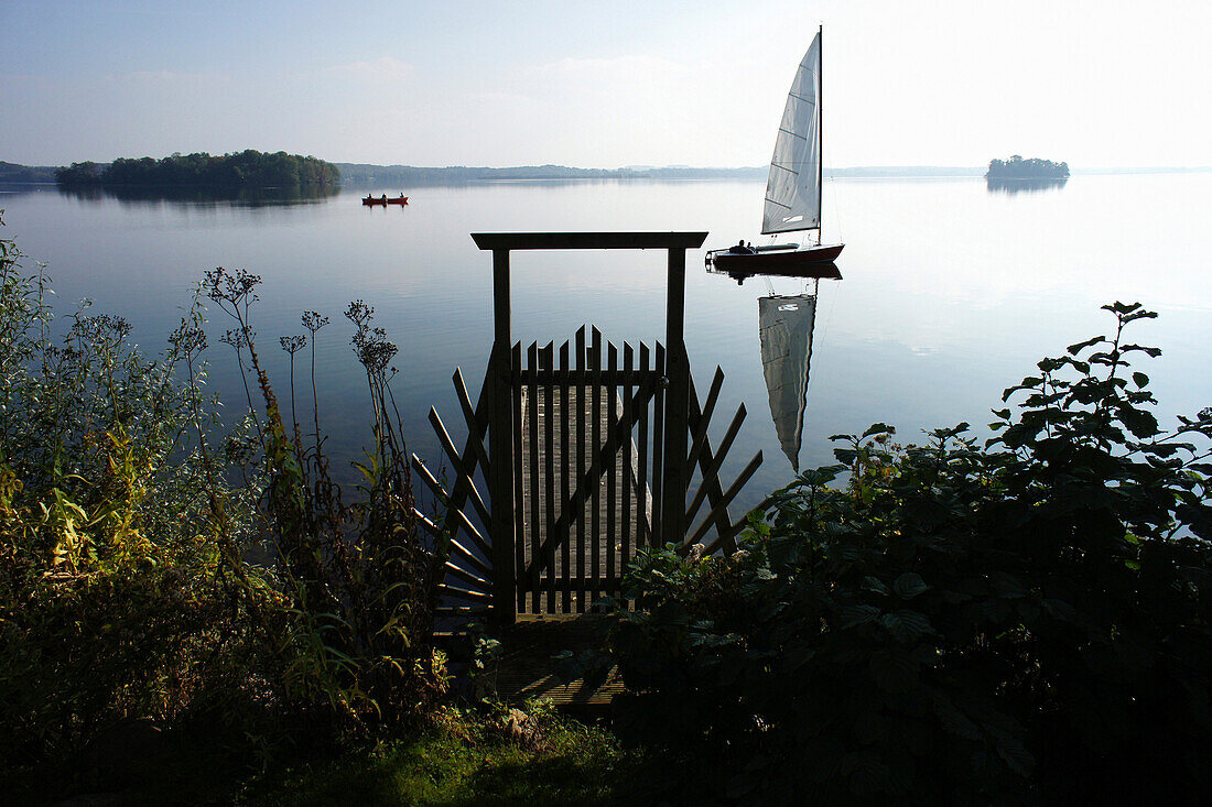Sailingboat on Lake Plön, Plön, Schleswig-Holstein, Germany, Europe