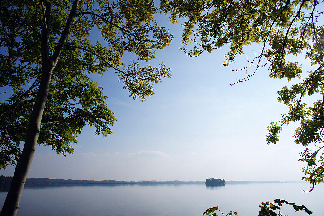 Little island in Lake Plön, Plön, Schleswig-Holstein, Germany, Europe