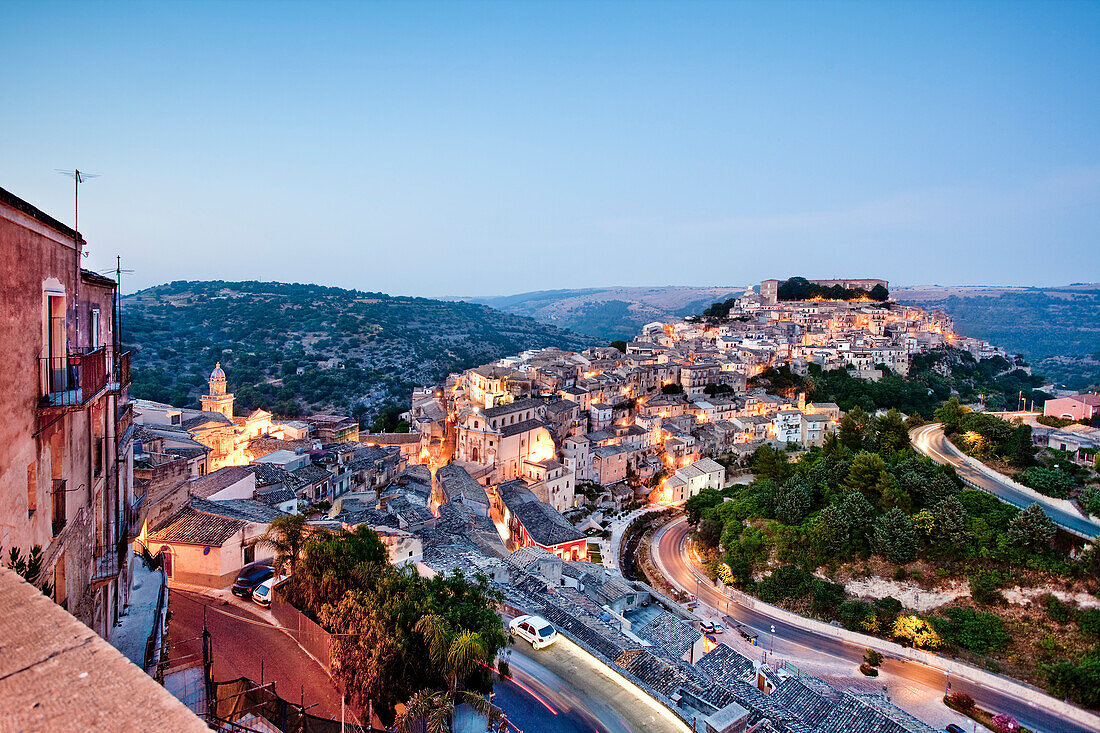 View from Santa Maria delle Scale towards Ragusa Ibla, Ragusa, Sicily, Italy