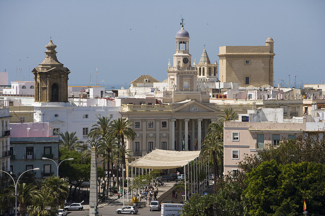 Ayuntamiento city hall in Plaza San Juan de Dios, Cadiz, Andalucia, Spain, Europe