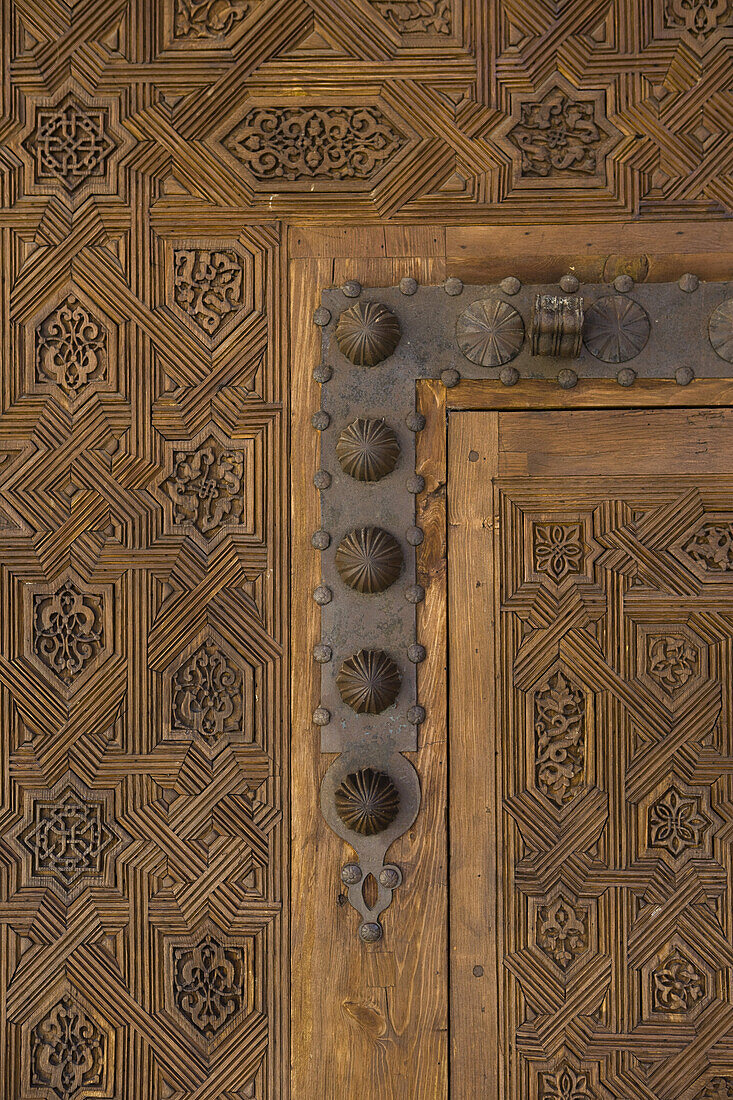 Kunstvolle Schnitzereien im Alhambra Palast, Granada, Andalusien, Spanien, Europa