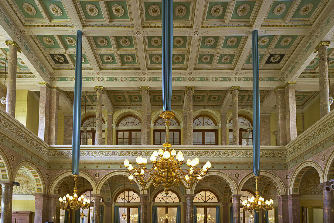 Marmorsaal im Kursaalgebäude, Marble hall, Bad Ems an der Lahn, Bad Ems on Lahn, Rhineland-Palatinate, Germany, Europe