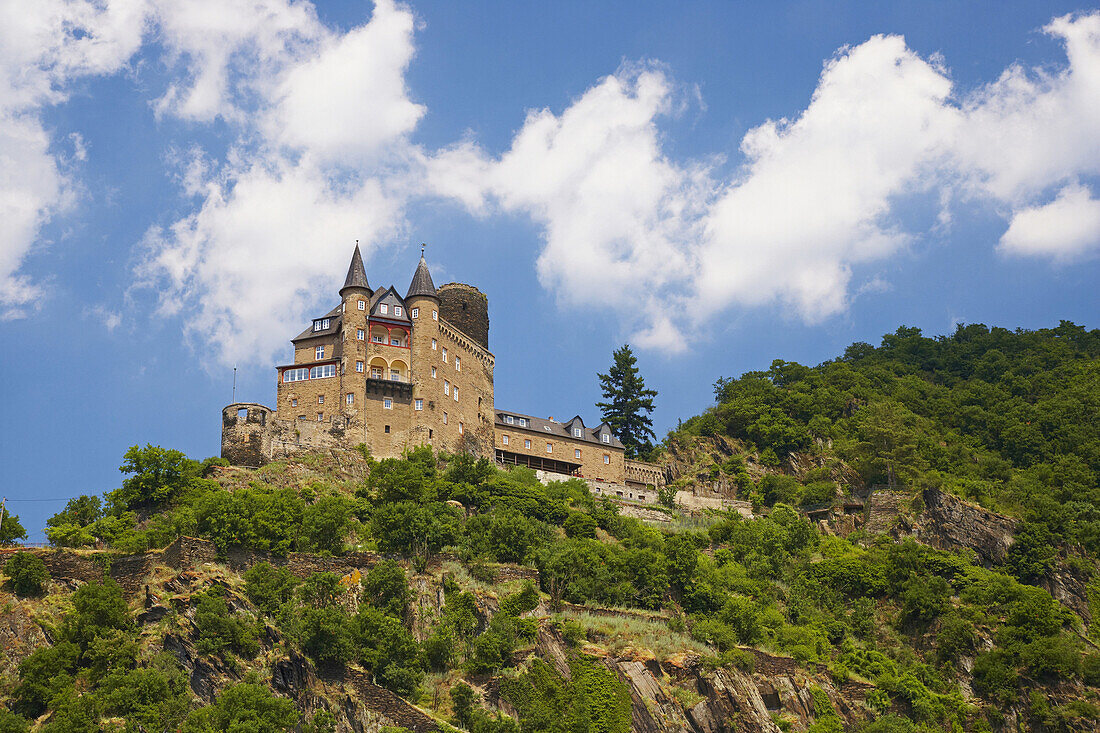 Burg Katz, St. Goarshausen, Rheinschifffahrt, Köln-Düsseldorfer, Mittelrhein, Rheinland-Pfalz, Deutschland, Europa