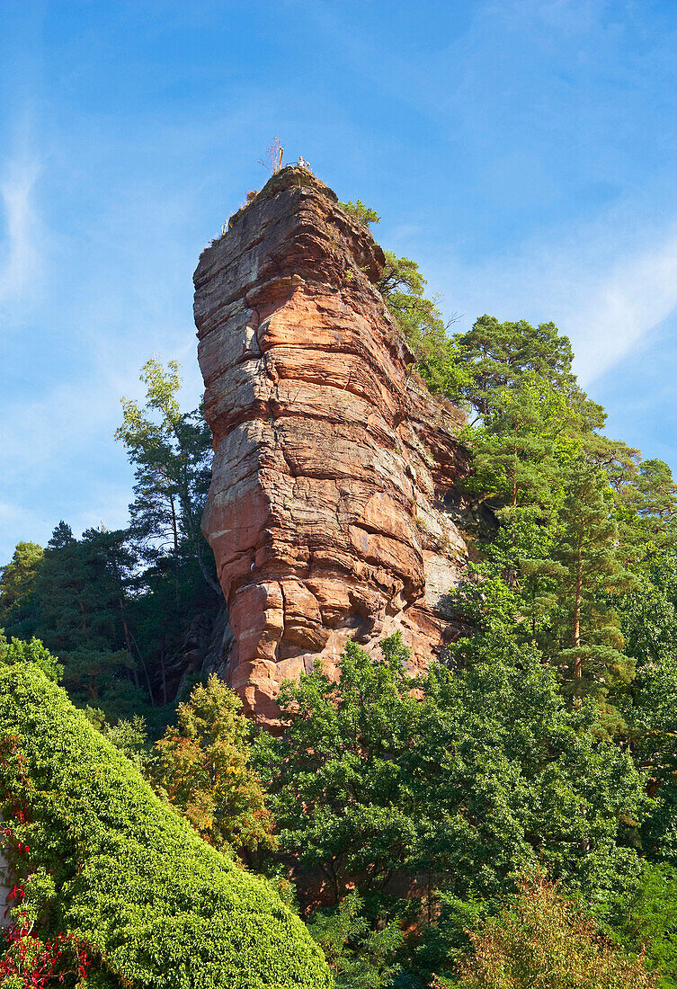 Jungfernsprung rock, Dahn, Palatinate Forest, Rhineland-Palatinate, Germany