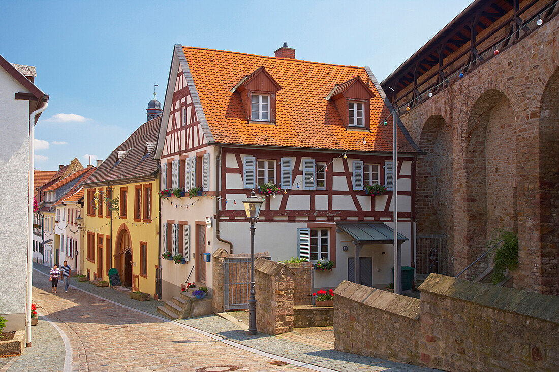 Guard's walkway, old town, Kirchheimbolanden, Rhineland-Palatinate, Germany