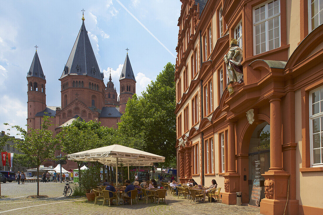 Mainz Cathedral, Gutenberg Museum, Mainz, Rheinhessen, Rhineland-Palatinate, Germany