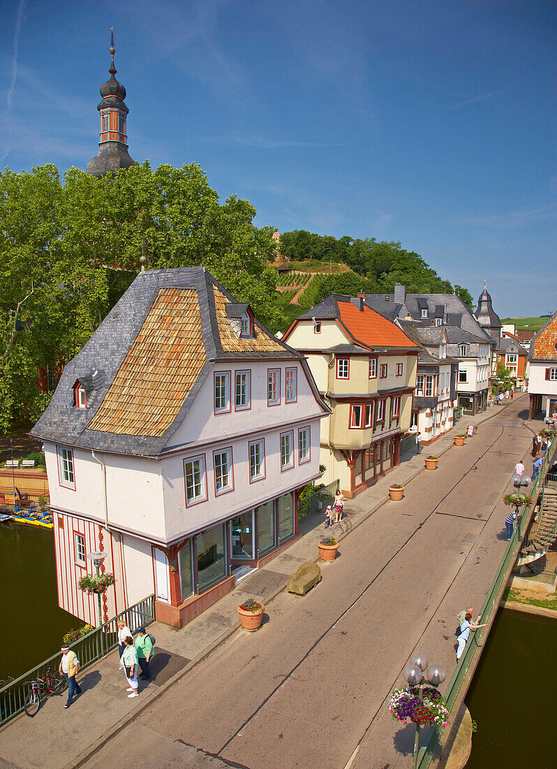 Bridge houses, Old Nahe bridge, Bad Kreuznach, Rhineland-Palatinate, Germany