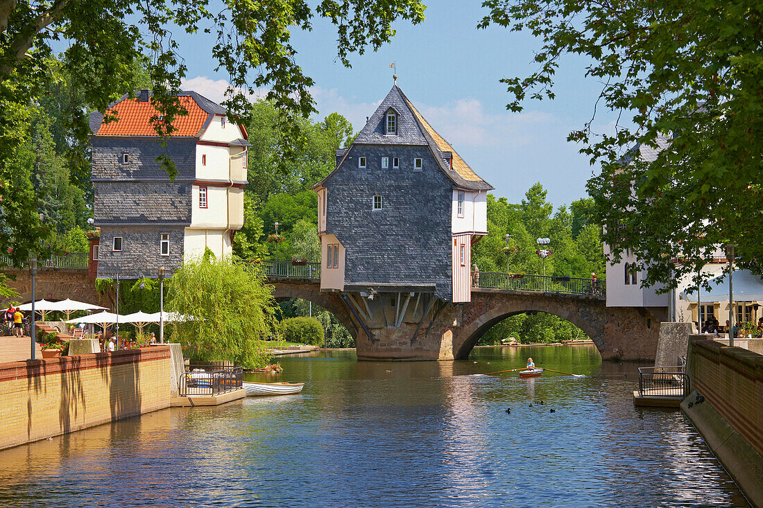 Bridge houses, Old Nahe bridge, Bad Kreuznach, Rhineland-Palatinate, Germany