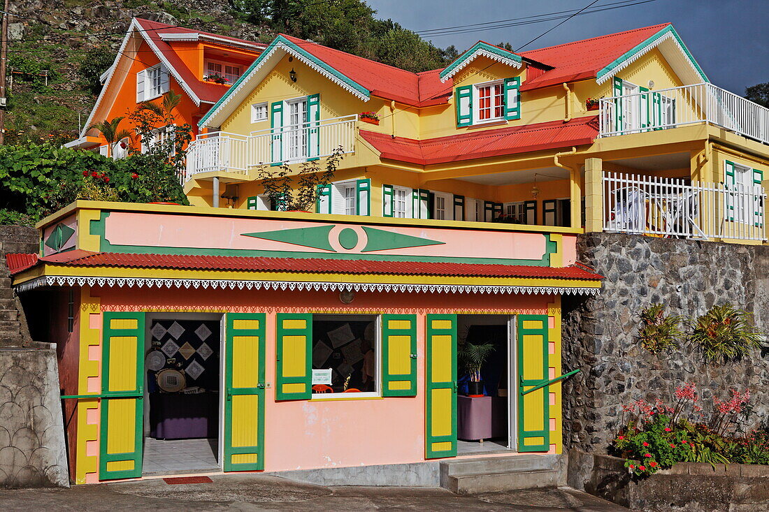 Colourful creole house in Cilaos, La Reunion, Indian Ocean