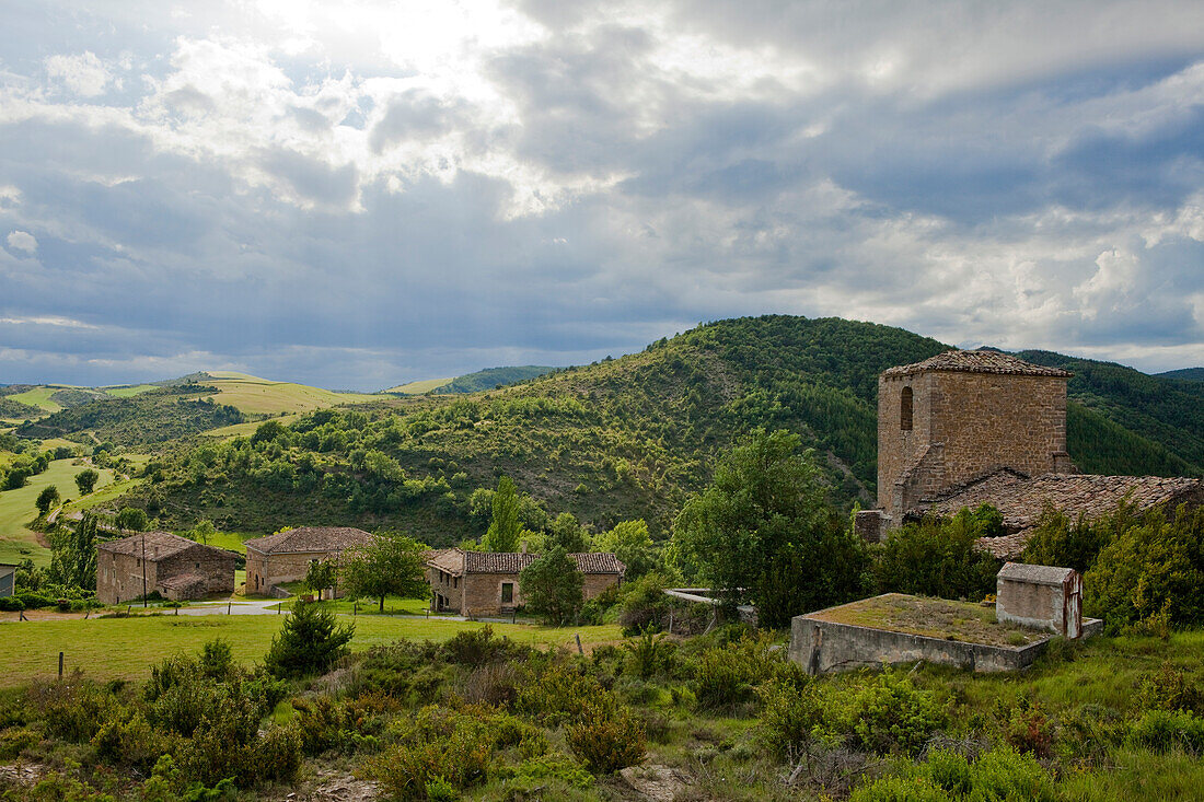 Olaverri near Pamplona, Camino Frances, Way of St. James, Camino de Santiago, pilgrims way, UNESCO World Heritage, European Cultural Route, province of Navarra, Northern Spain, Spain, Europe