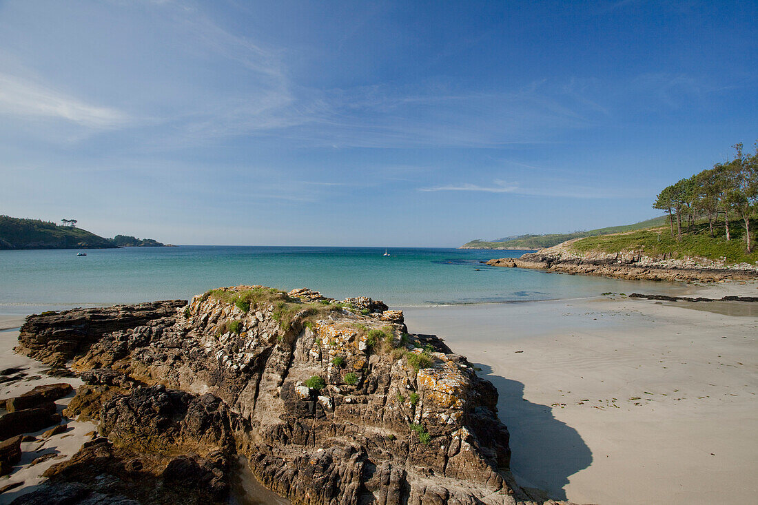 Playa de Estorde, beach near Fisterra, Camino Frances, Way of St. James, Camino de Santiago, pilgrims way, UNESCO World Heritage, European Cultural Route, province of La Coruna, Galicia, Northern Spain, Spain, Europe