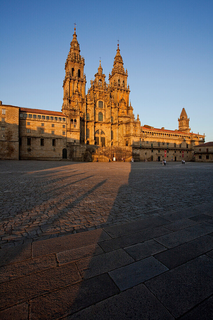 Plaza Obradoiro, cathedral of Santiago de Compostela, Camino Frances, Way of St. James, Camino de Santiago, pilgrims way, UNESCO World Heritage Site, European Cultural Route, province of La Coruna, Galicia, Northern Spain, Spain, Europe