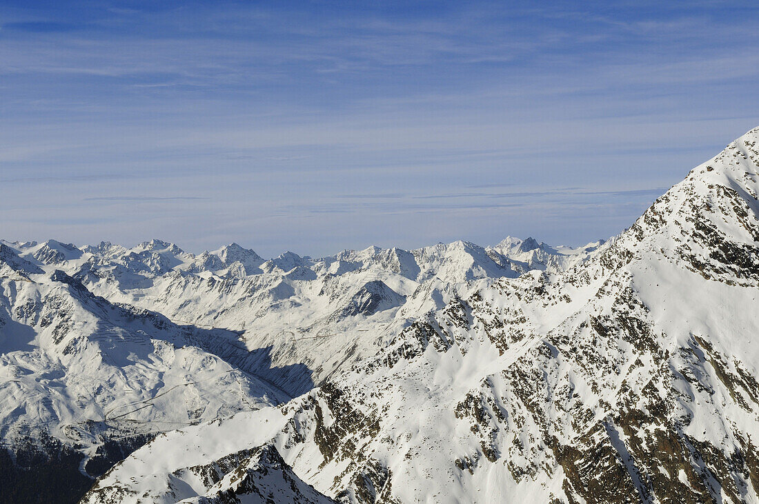 Stubai Alps in the sunlight, Tyrol, Austria, Europe