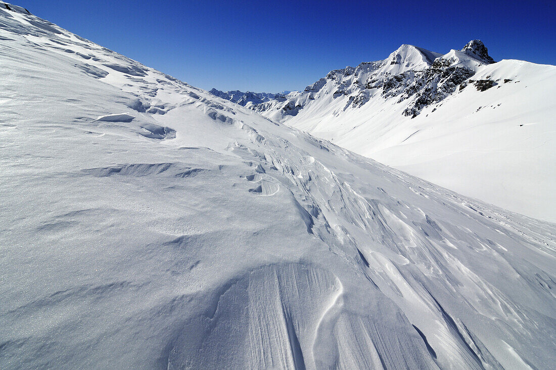 Snowy mountains in the sunlight, Tiz Tasner, Engadin, Grisons, Switzerland, Europe