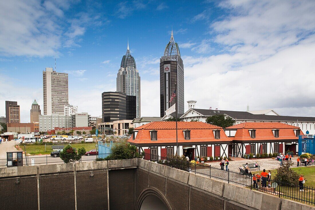 USA, Alabama, Mobile, Fort Conde, b 1711, and skyline