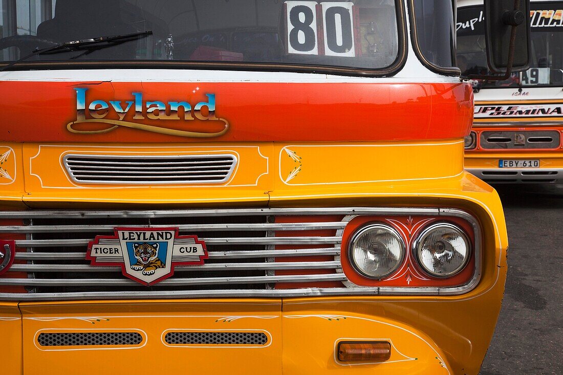 Malta, Valletta, detail of Maltese Bus