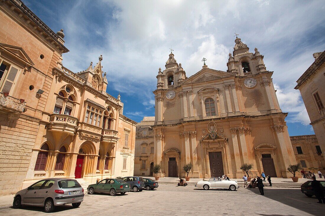 Malta, Central, Mdina, Rabat, St Paul Square and St Paul's Cathedral