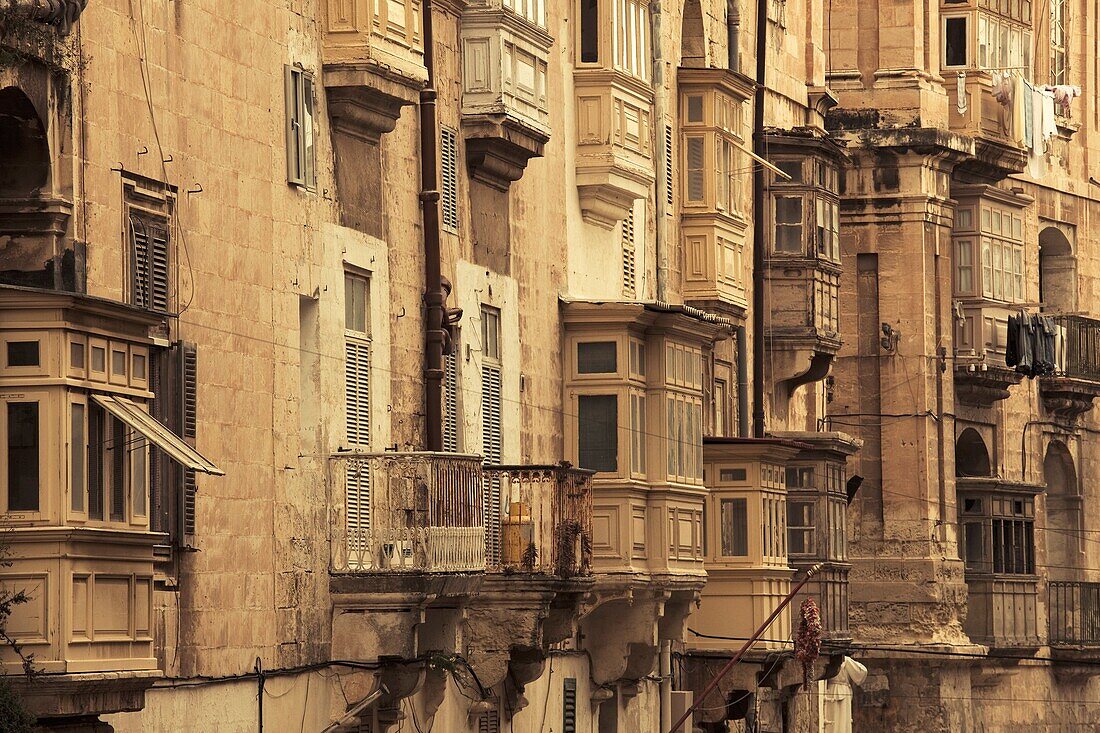 Malta, Valletta, Triq il-Lvant street buildings