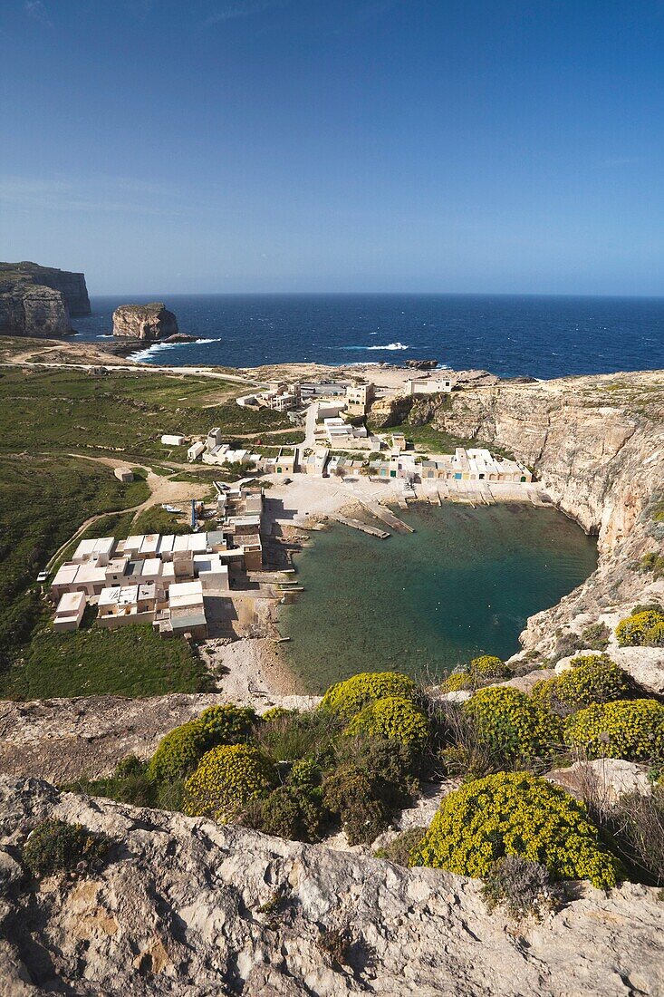 Malta, Gozo Island, Dwejra, elevated view of the Inland Sea