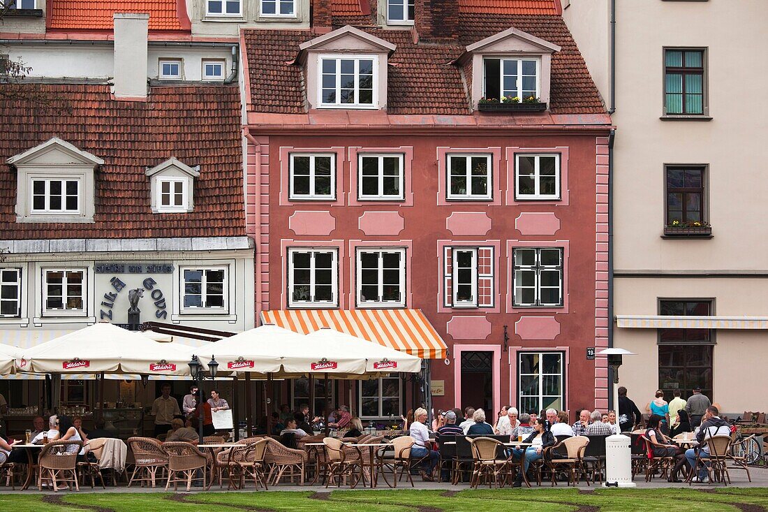 Latvia, Riga, Old Riga, Vecriga, cafes on Livu Lukums Square