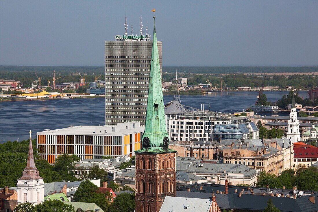 Latvia, Riga, Old Riga, Vecriga, elevated town view from St Peter's Lutheran Church