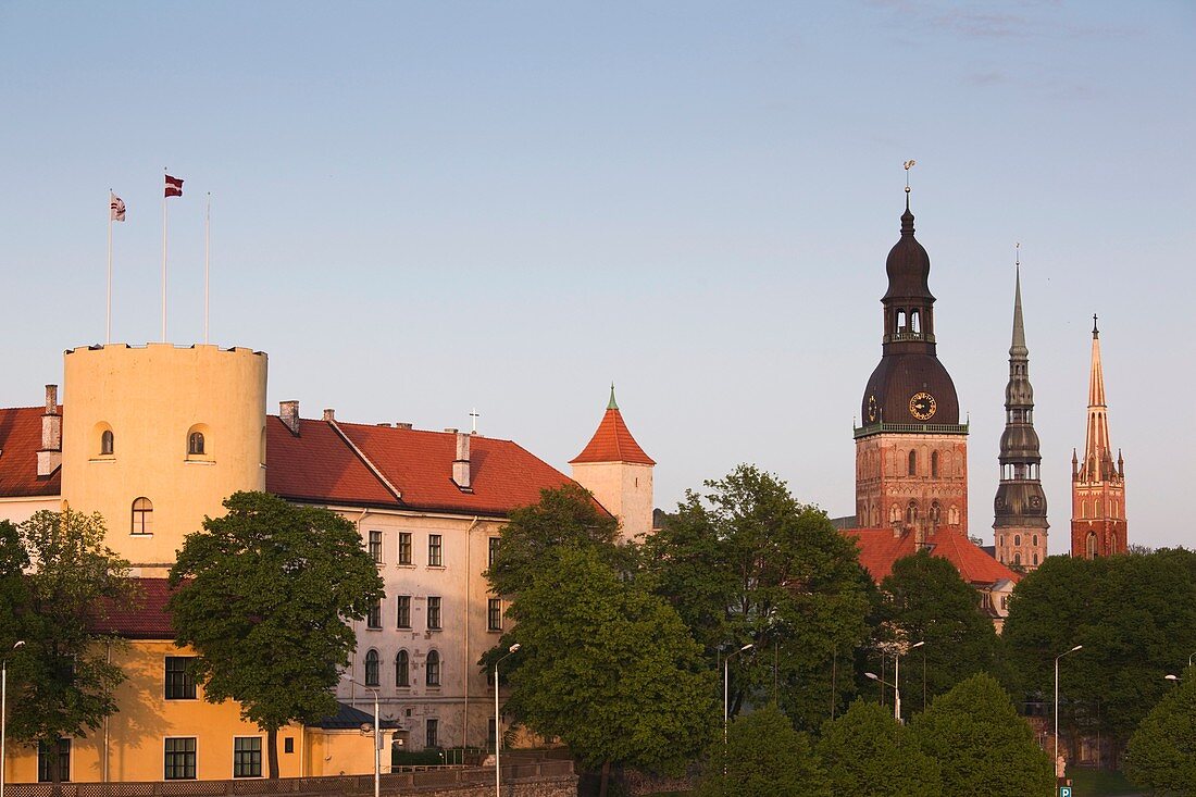 Latvia, Riga, Vecriga, Old Riga, Riga Castle, home to Latvian President, dusk