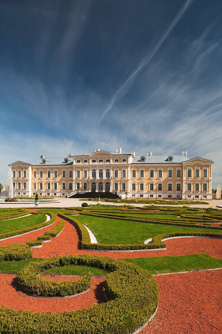 Latvia, Southern Latvia, Zemgale Region, Pilsrundale, Rundale Palace, b 1740, Bartolomeo Rastrelli, architect, exterior