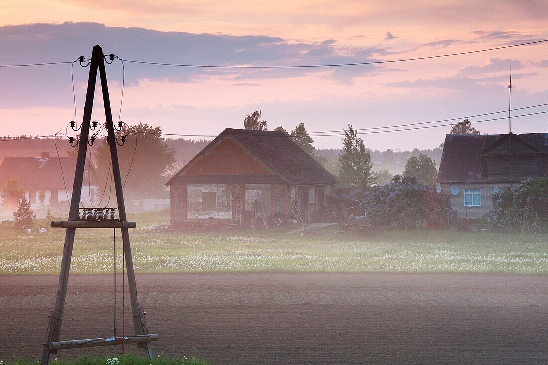 Latvia, Riga, Southeastern Latvia, Latgale Region, Daugava River Valley, Svente, village, sunset
