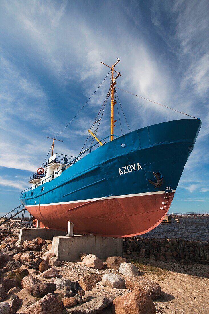 Latvia, Western Latvia, Kurzeme Region, Ventspils, fishing boat