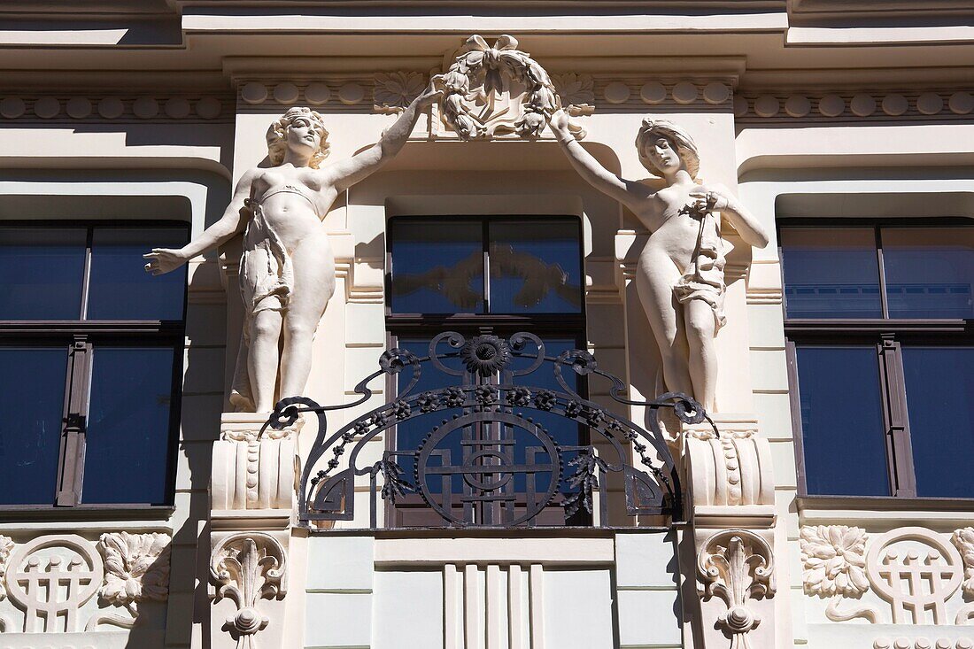 Latvia, Riga, Vecriga, Old Riga, Art Nouveau-Jugendstil building, 8 Smilsu Iela Street