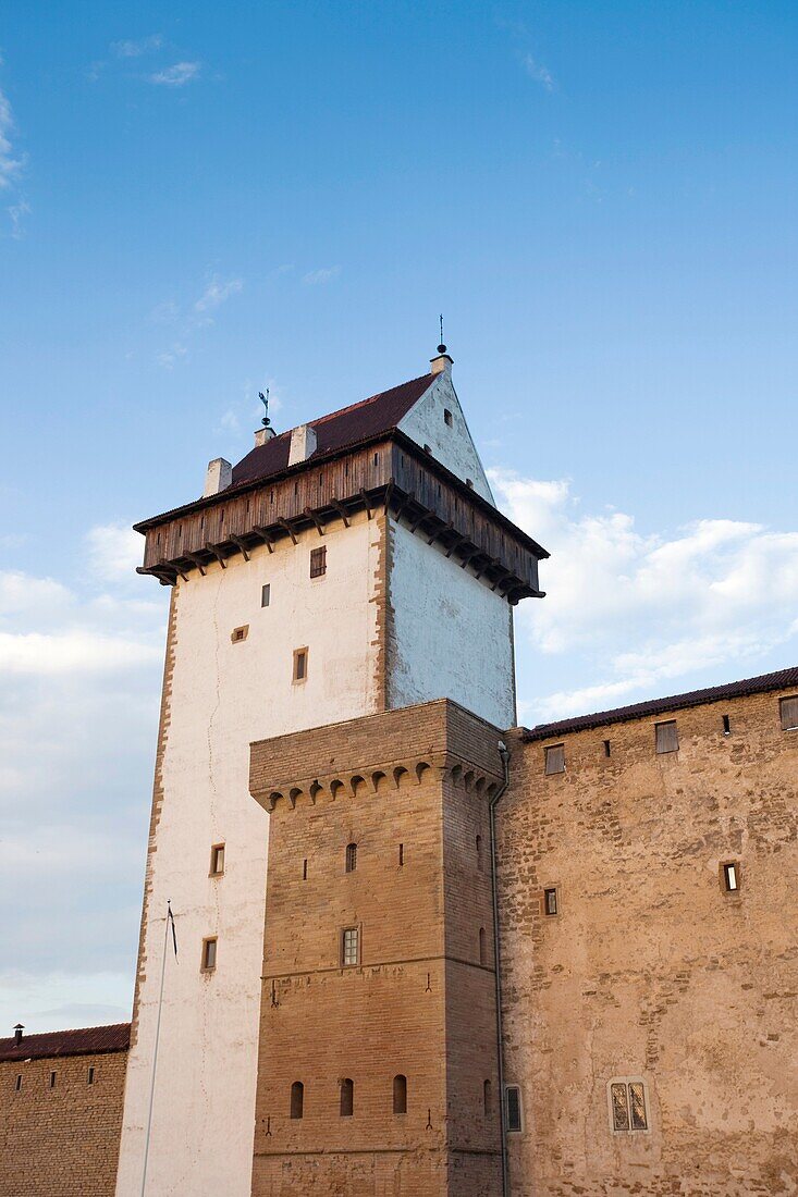 Estonia, Northeastern Estonia, Narva, Narva Castle, 13th century, sunset