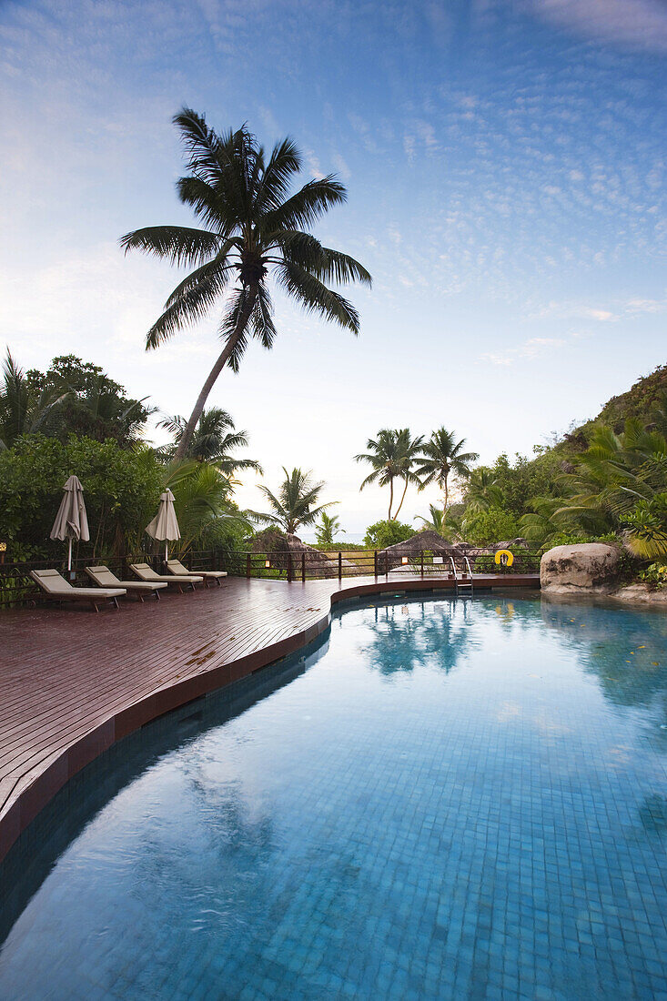 Lemuria Resort pool, Petite Anse Kerlan beach, Praslin island, Seychelles