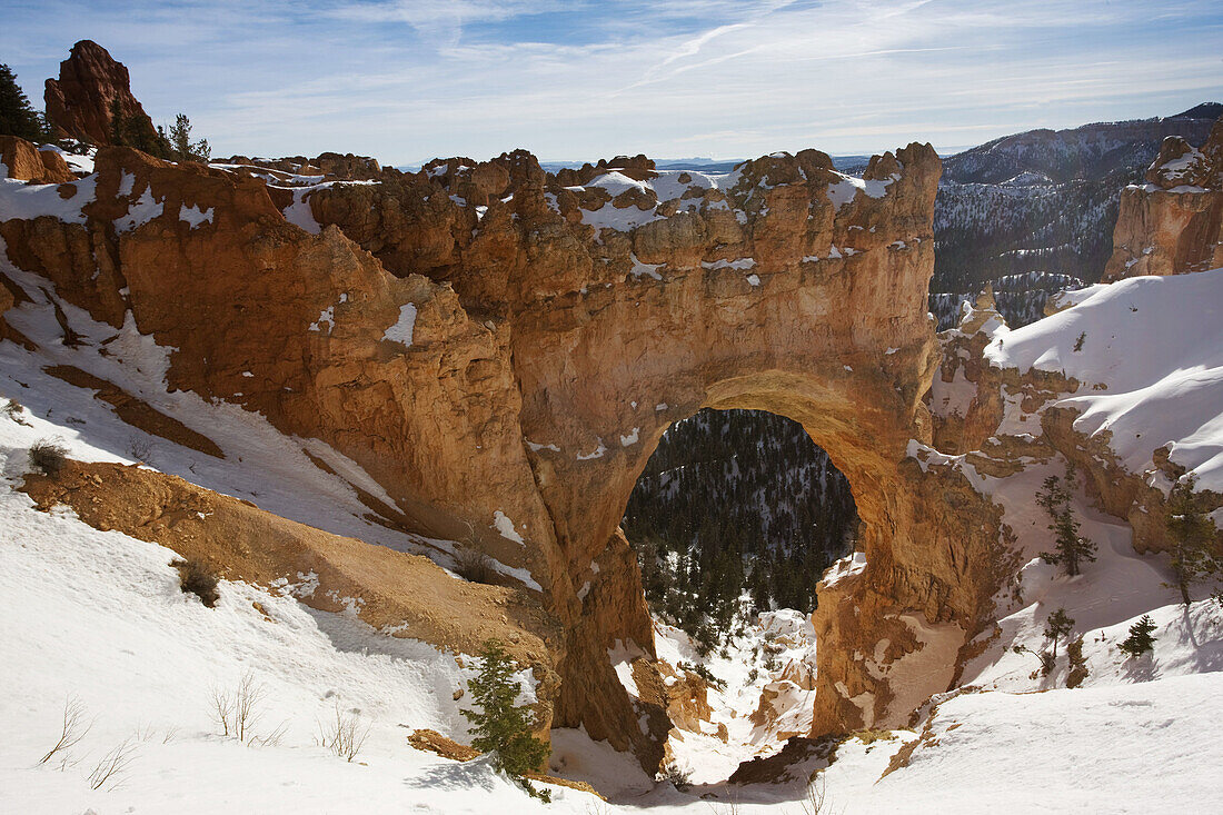 Natural Bridge in winter, Bryce Canyon National Park, Utah, USA