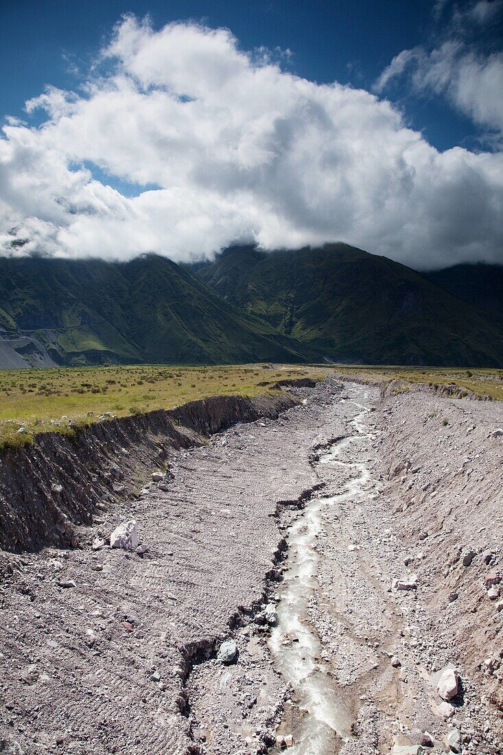 Argentina, Jujuy Province, Volcan, landscape along RN 9 and Rio Grande river