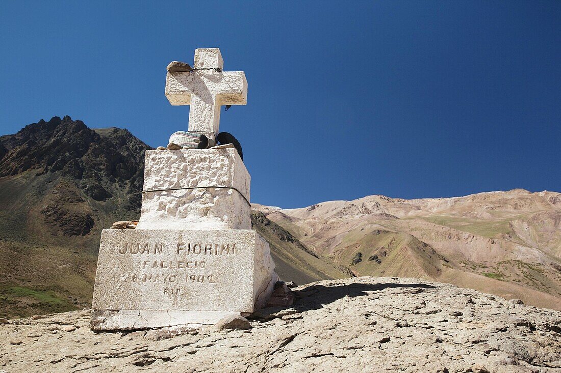 Argentina, Mendoza Province, Las Cuevas, Cementerio de Andinistas, cemetery for mountain climbers who died on Cerro Aconcagua