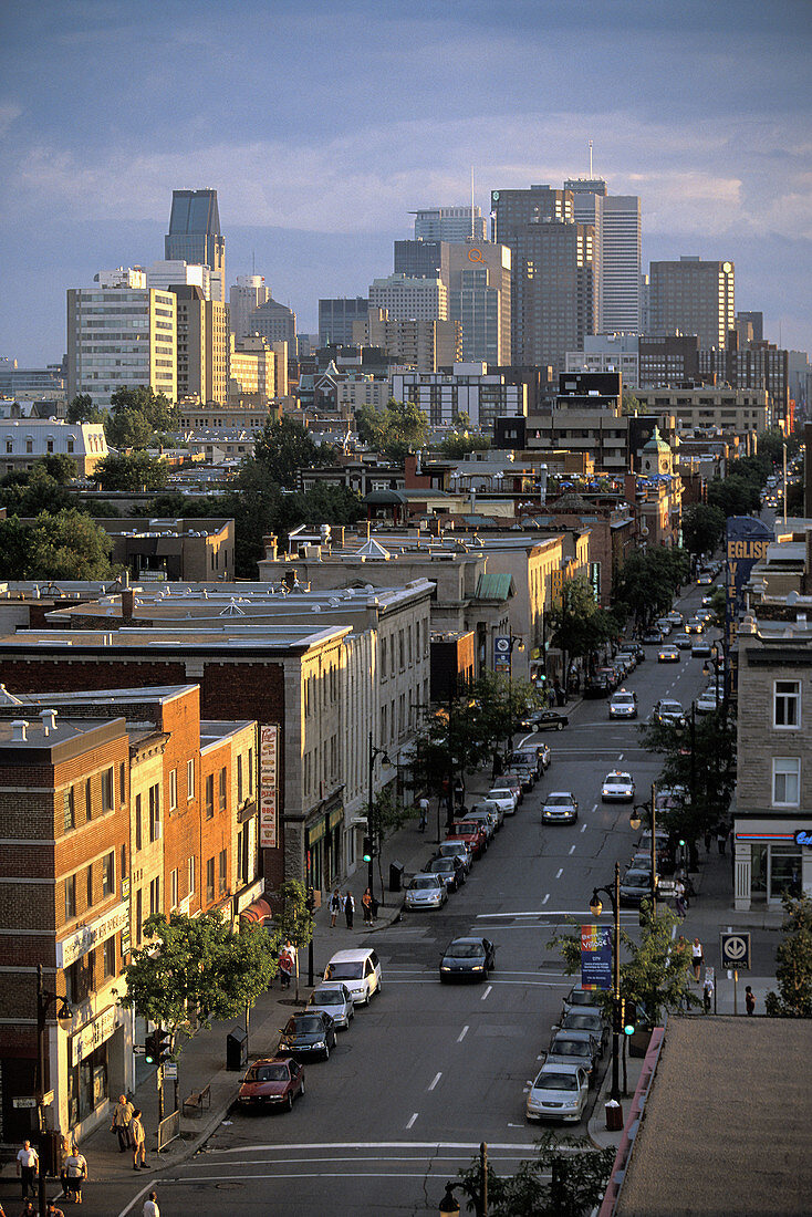 Downtown Montreal from Jacques Cartier Bridge, Quebec, Canada