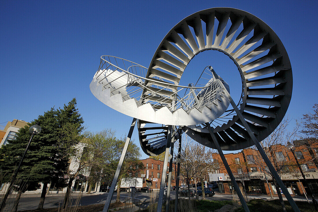 Révolutions sculpture by Michel de Broin at Papineau metro station, Montreal, Quebec, Canada