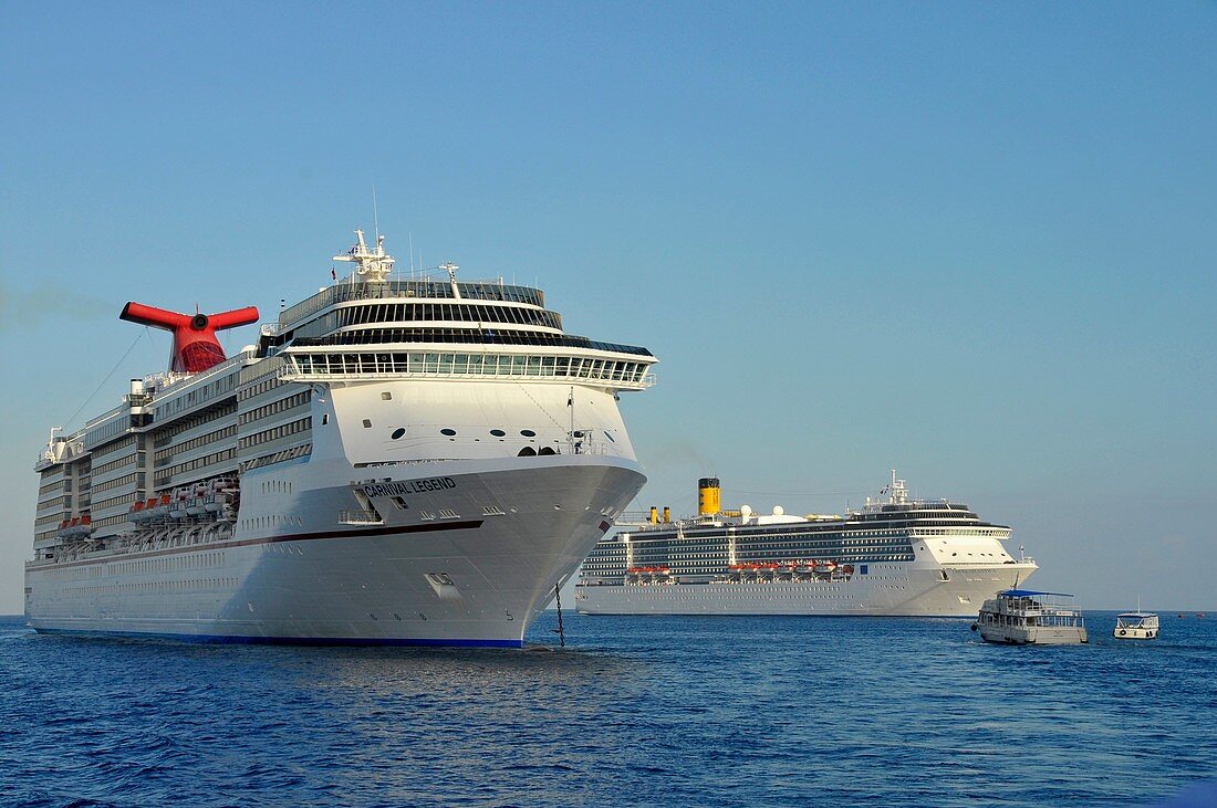 Caribbean Cruise Ship docking at the Cayman Islands in the caribbean