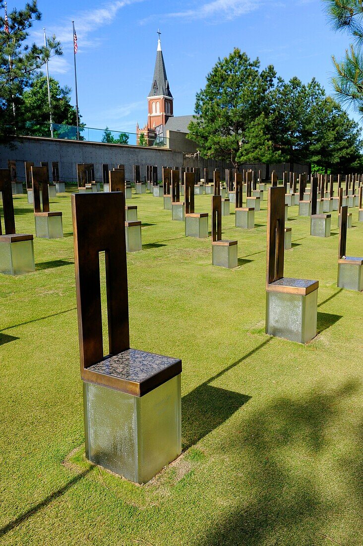 Field of empty chairs Oklahoma City National Memorial Bombing Site Alfred P Murrah Building